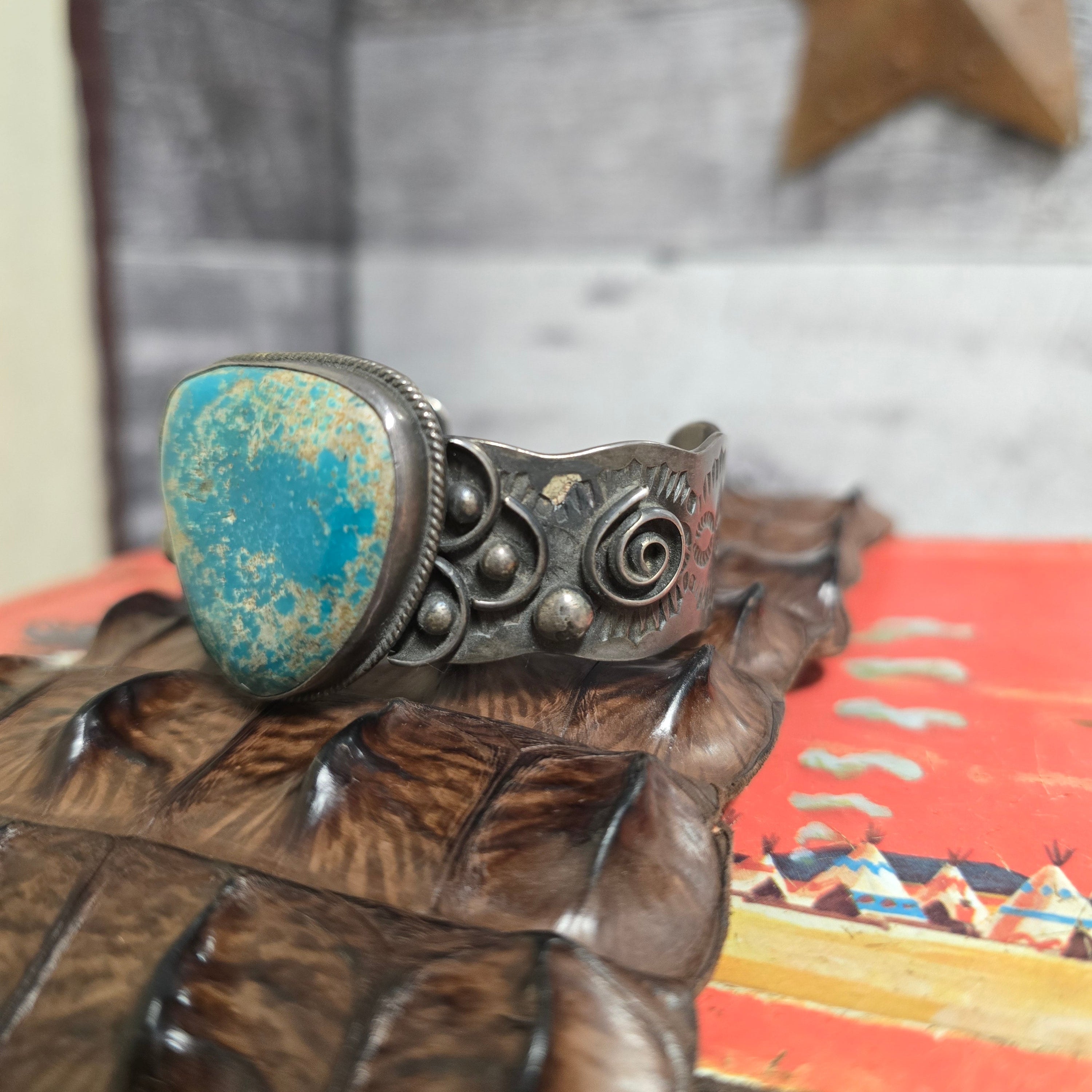 Vintage Chimney Butte Turquoise Sterling Silver Cuff