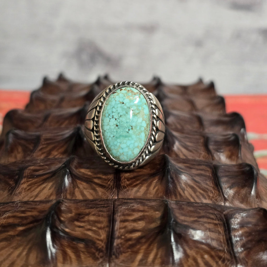 Vintage-Style Sterling Silver & "Water Web"  Kingman Turquoise Ring