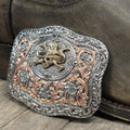 Cowboy Skull & Crossbones Tri-Tone Belt Buckle