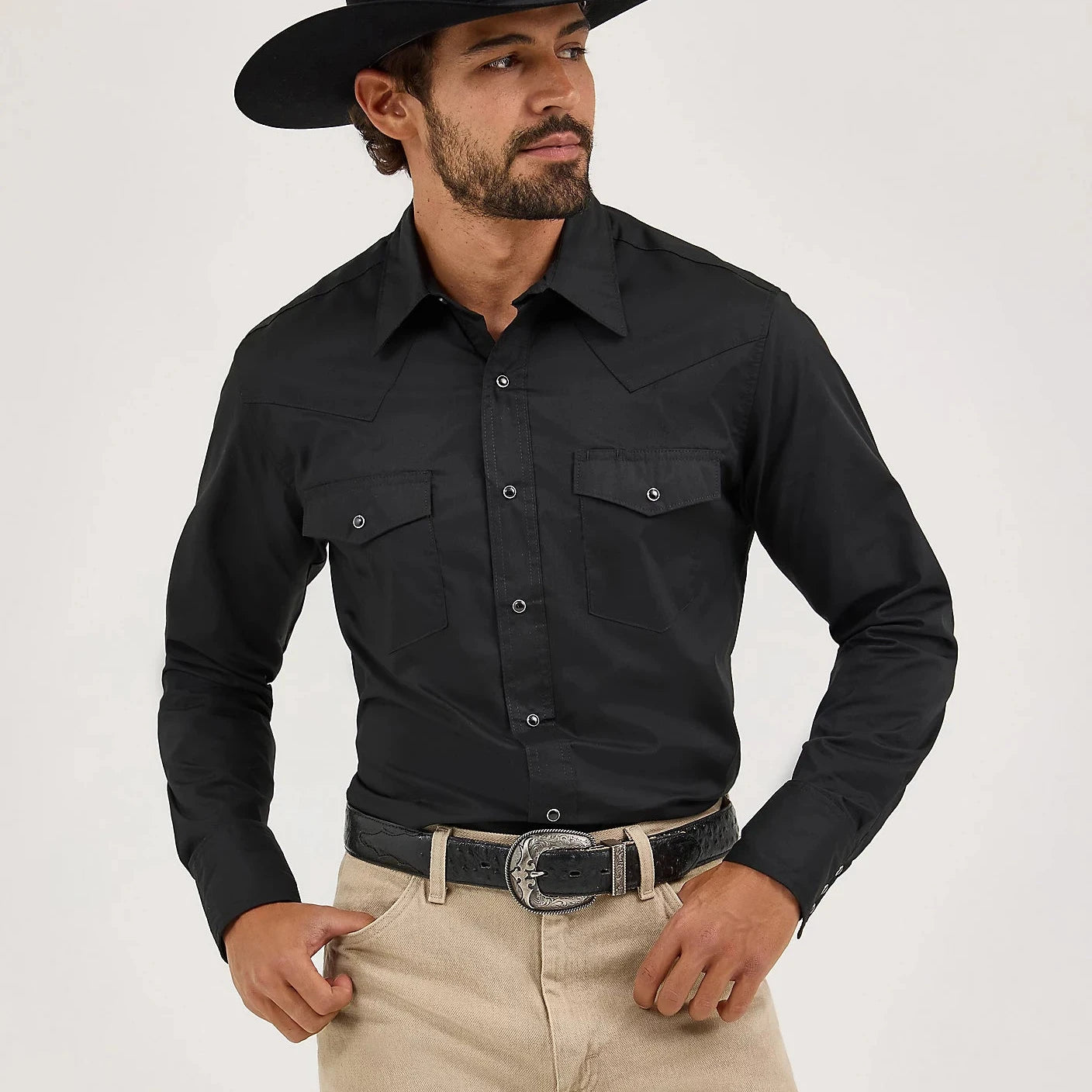Wrangler Western Snap Shirt White/Black