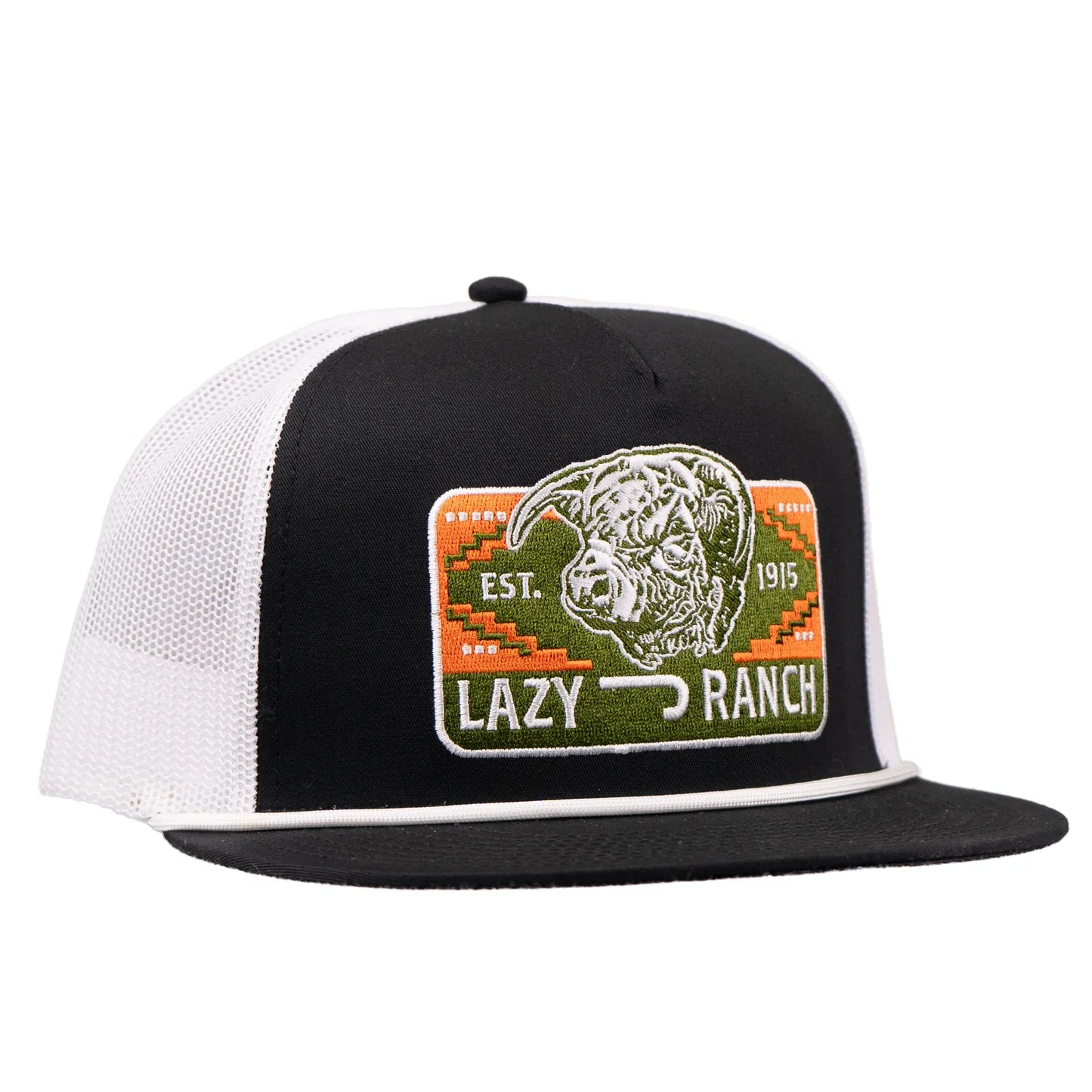 Lazy J Ranch Black & White Presidio Classic Rope Trucker Hat - Badlands AB Exclusive