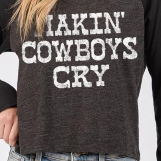 Makin Cowboys Cry Faux Crop / Baseball - T