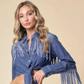 Saints & Hearts Denim Fringe Top
