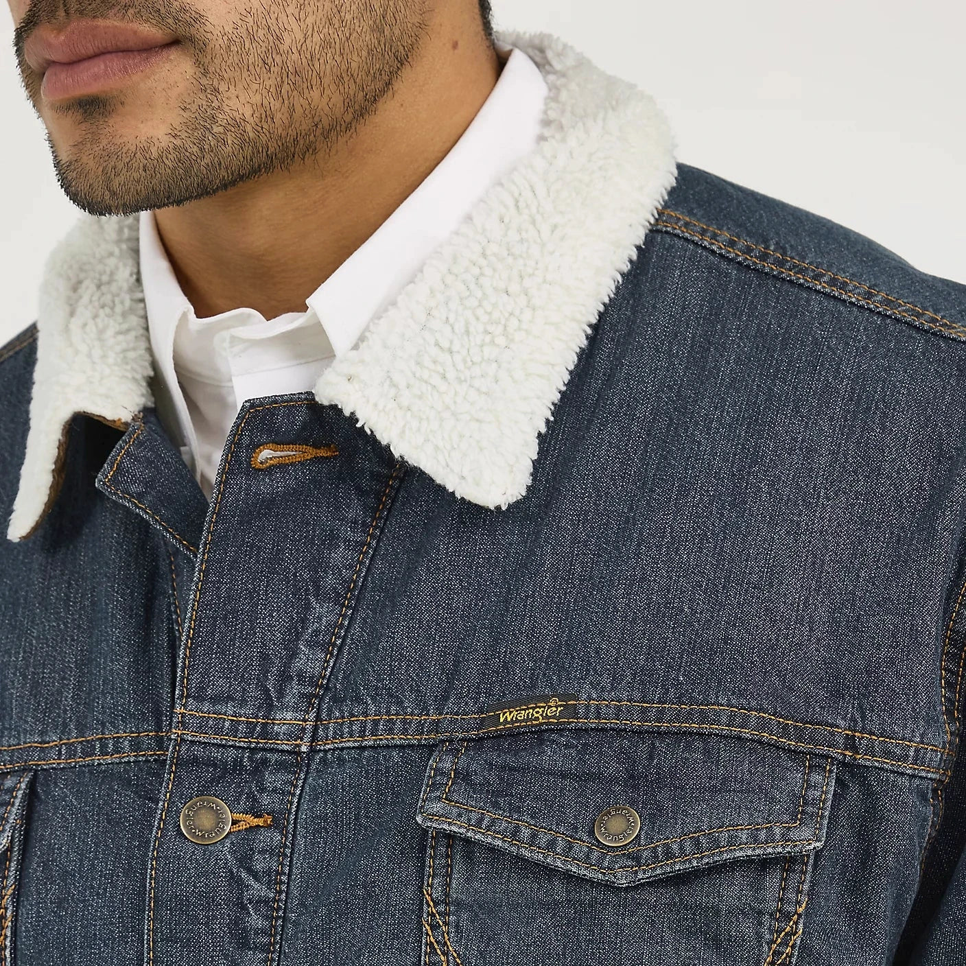 Wrangler Western Sherpa Lined Denim Trucker Jacket