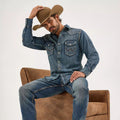 Cowboy Cut Long Sleeve Western Denim Snap Work Shirt
