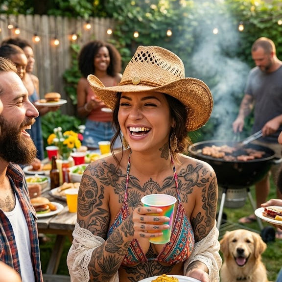 Gold Medallion Faux straw Festival Western hat