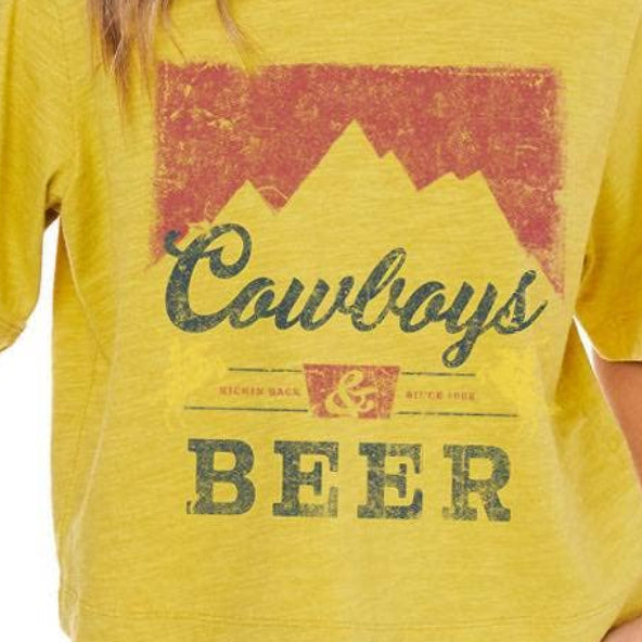 Cowboys & Beer cropped T shirt