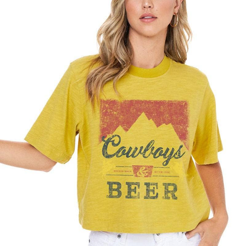 Cowboys & Beer cropped T shirt