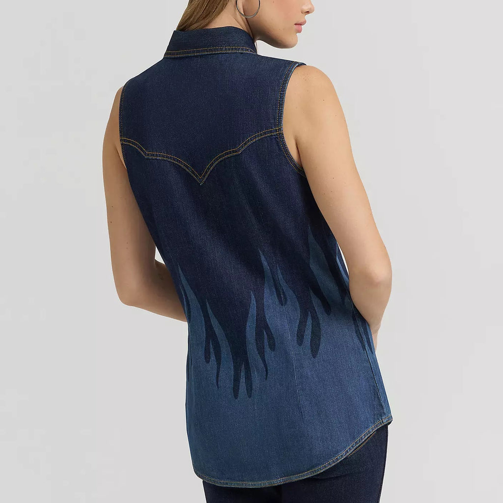 Lainey Wilson x Wrangler Flame Sleeveless Denim Shirt