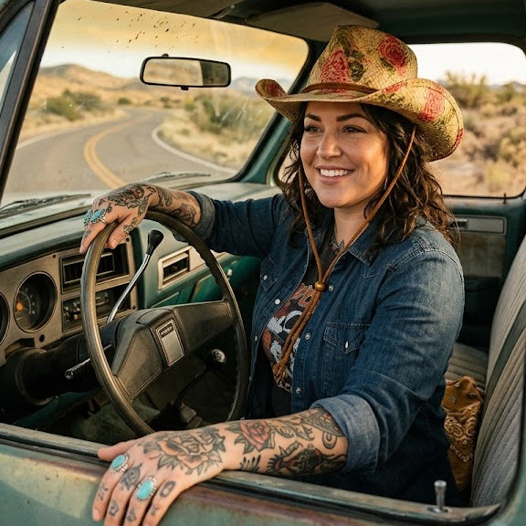 Desert Rose Faux Straw Western Hat