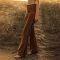 Saints Hearts Brown Denim Fringe Pants
