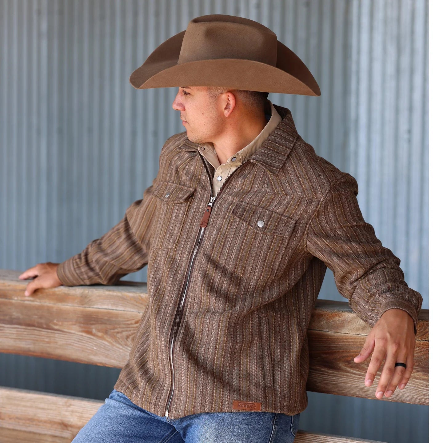 Lazy J Ranch Men's Jacquard Shirt Jacket - Sequoia Brown