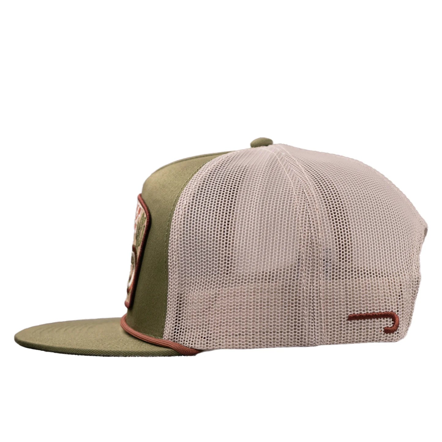 Lazy J Ranch Olive & White Brewster Classic Rope Trucker Hat - Badlands AB Exclusive