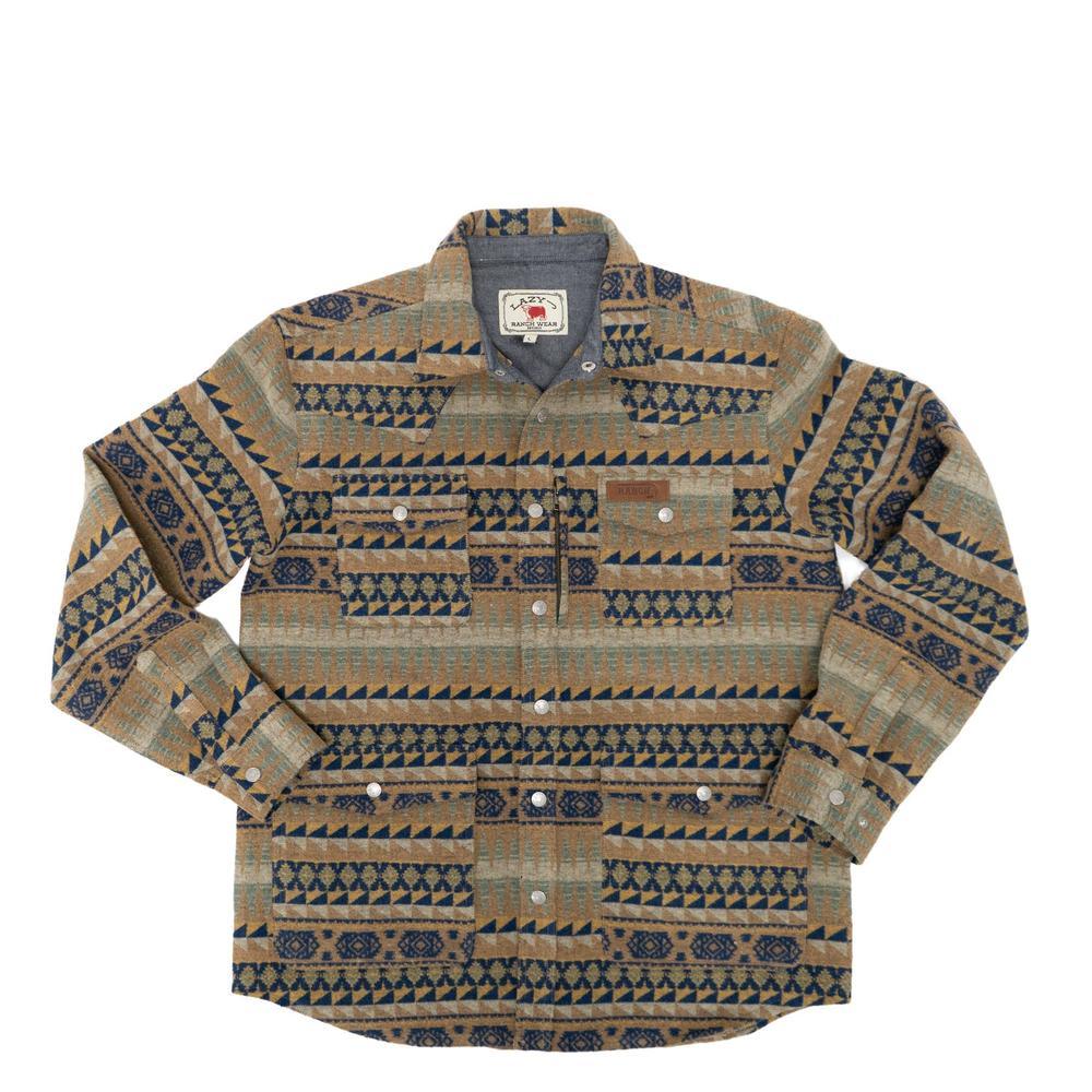 Lazy J Men's Aztec Print Shirt Jacket - Brown