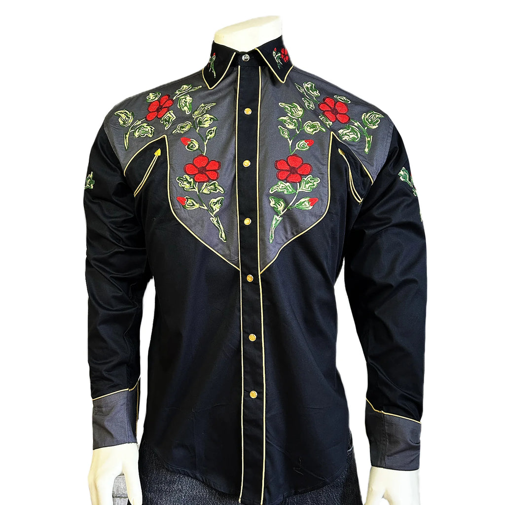 Rockmount 2-Tone Floral Embroidered Western Shirt