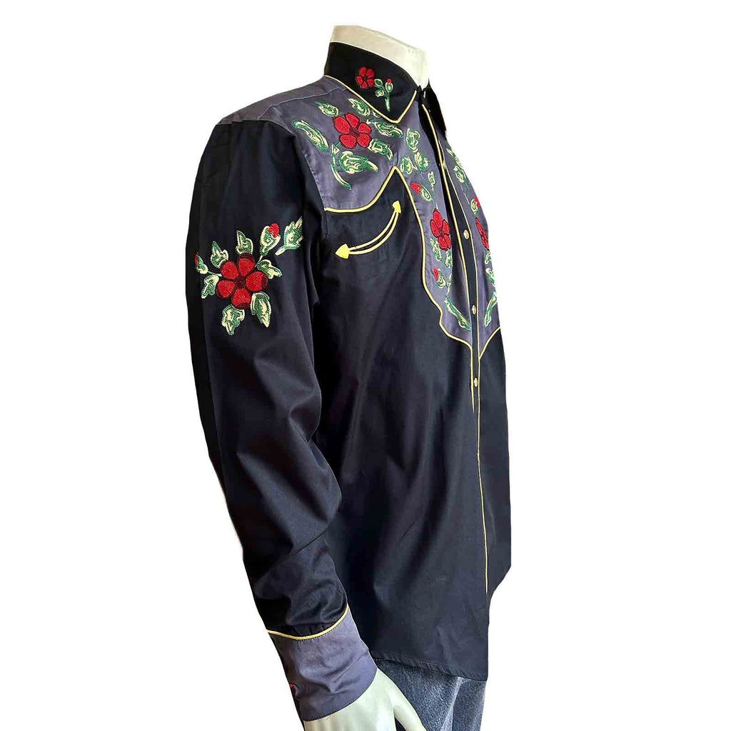 Rockmount 2-Tone Floral Embroidered Western Shirt