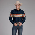 Roper Men's Navy Aztec Border Print Long Sleeve Western Shirt