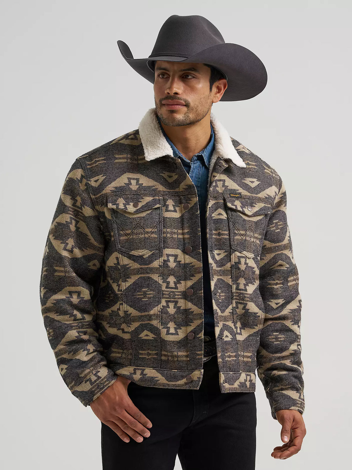Men's Wrangler  Sherpa Lined Jacquard Print Jacket