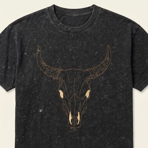 Bear Dance Acid Wash Embroidered Unisex T-Shirt