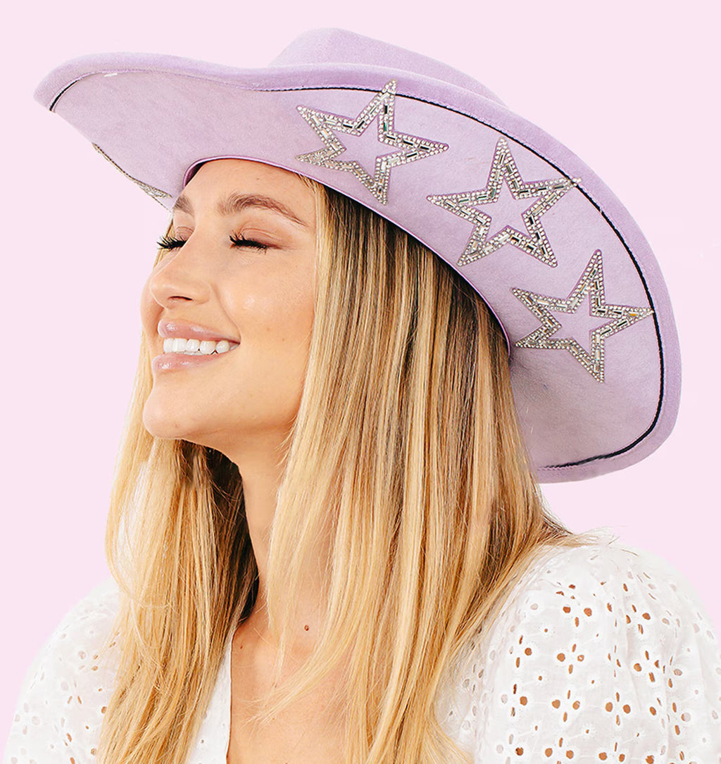 The Rhinestone Star Cowboy Hat collection White / Lavender / Black