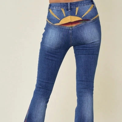 Saints & Hearts Sunrise Embroidered Bell Bottoms