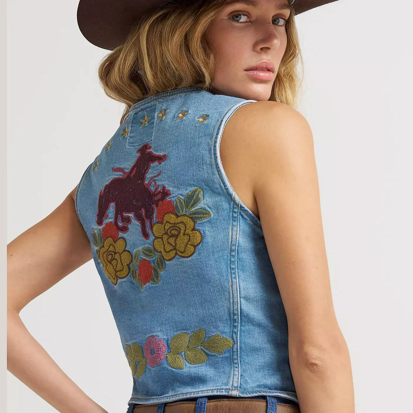 Lainey Wilson x Wrangler Embroidered Denim Vest