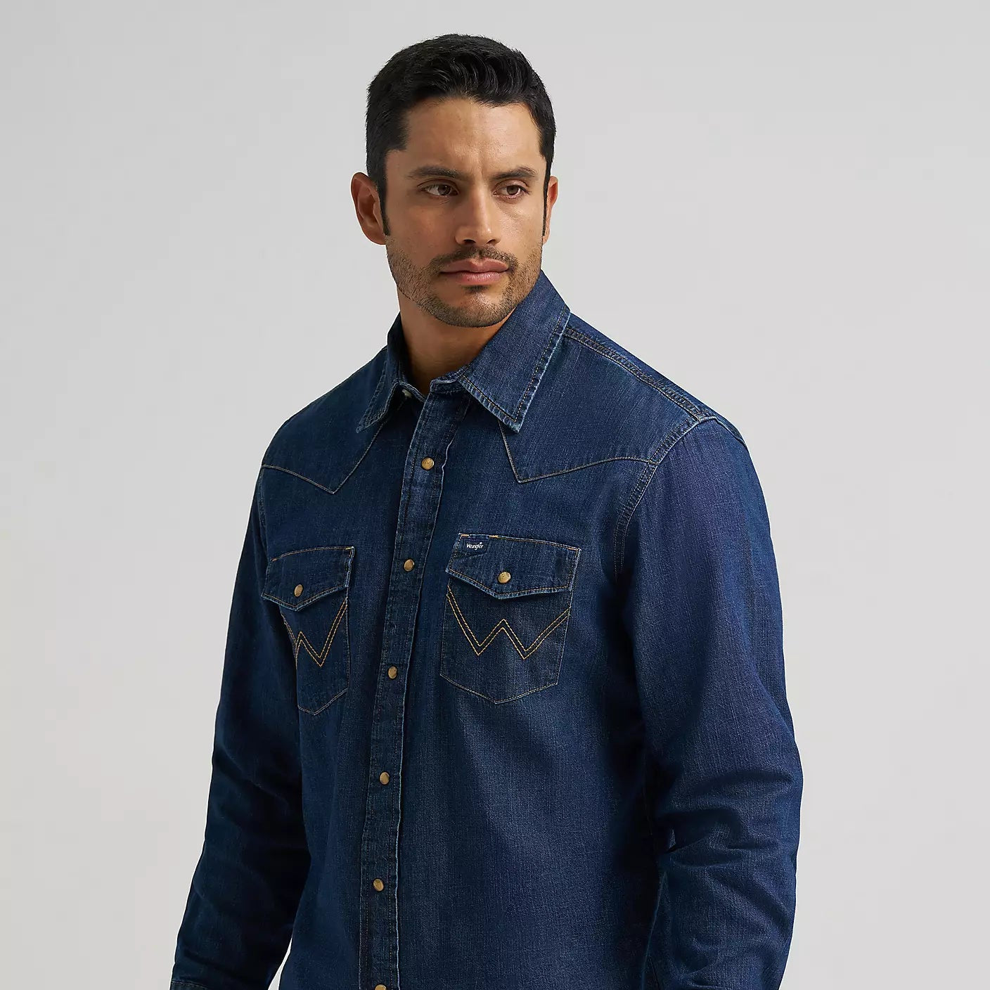 Wrangler Classic Denim Western Snap Shirt Blue/Black