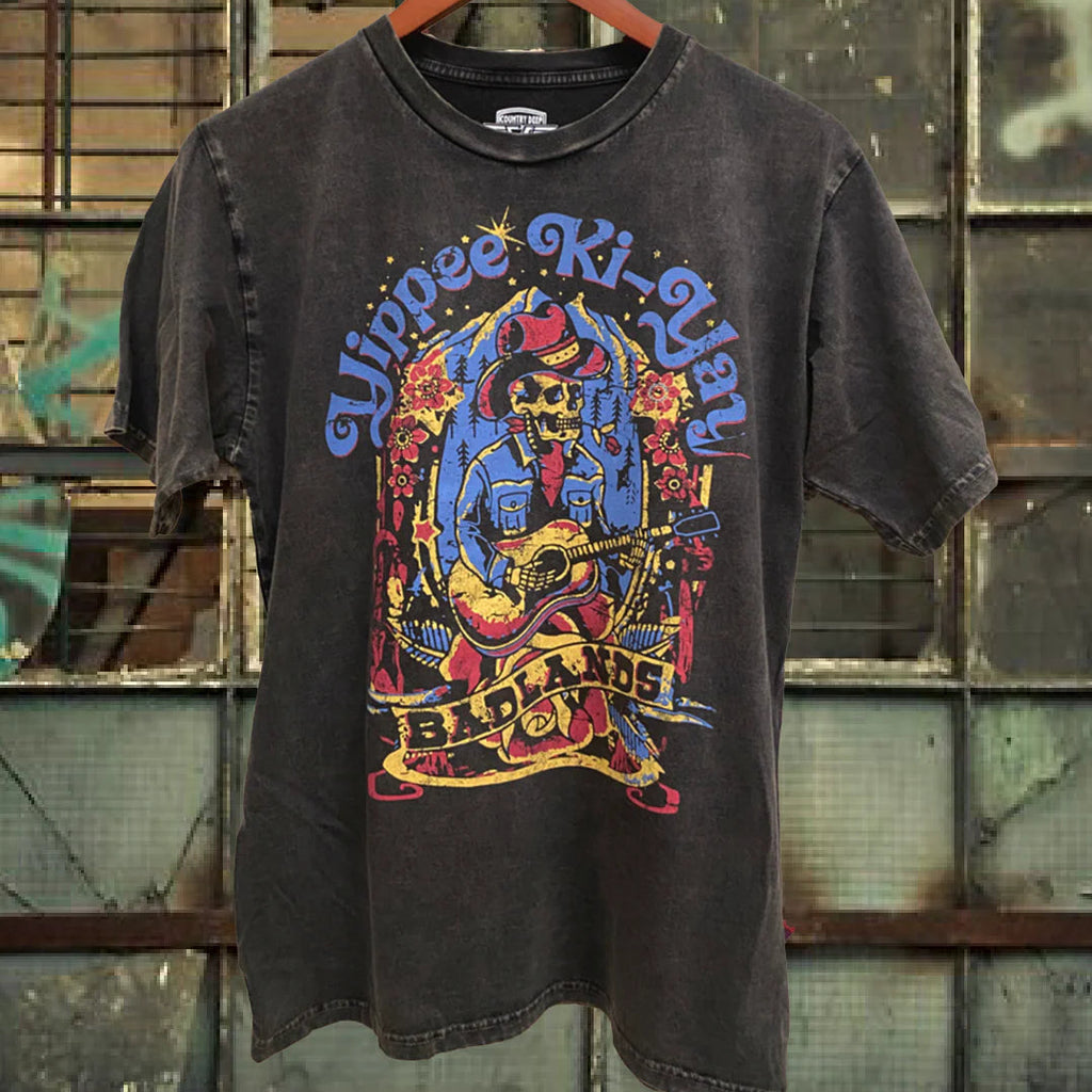 Yippee Ki Yay Acid wash Relaxed T shirt