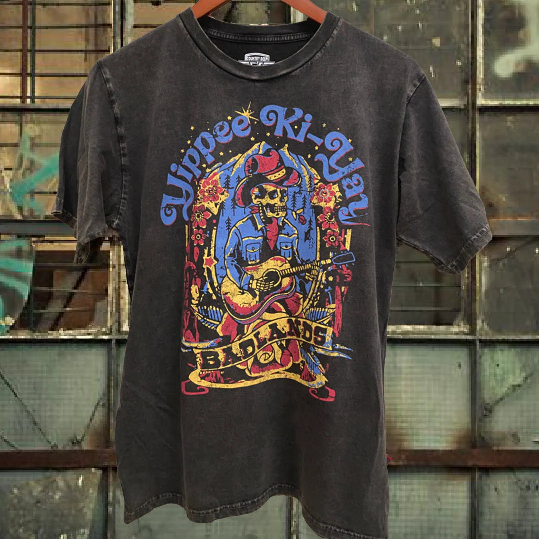 Yippee Ki Yay Acid wash Relaxed T shirt