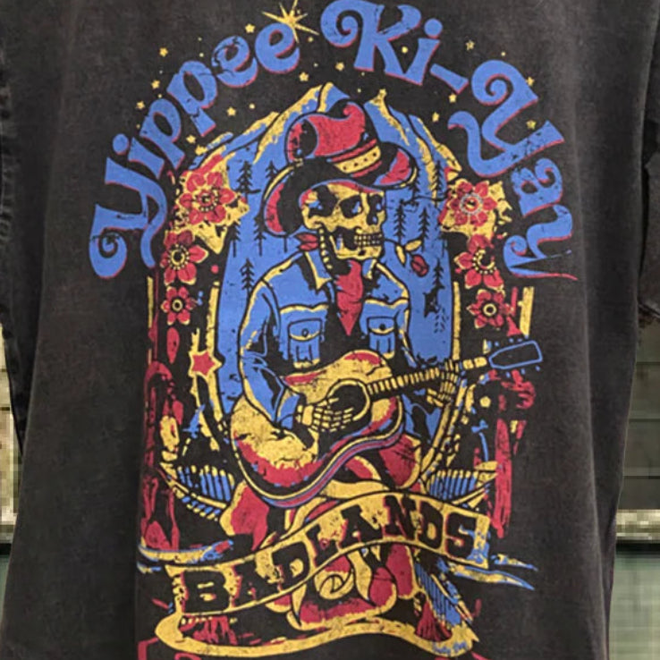 Yippee Ki Yay Acid wash Relaxed T shirt